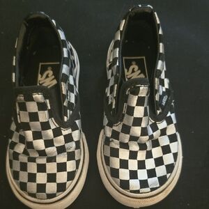 Vans Kids Black and Silver Checkered Sneakers